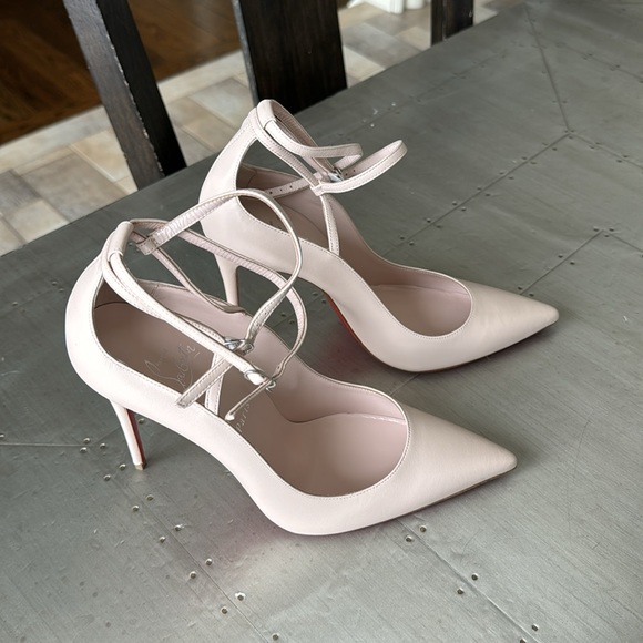 Christian Louboutin conclusive 100mm leche pale pink leather stiletto sz 40
